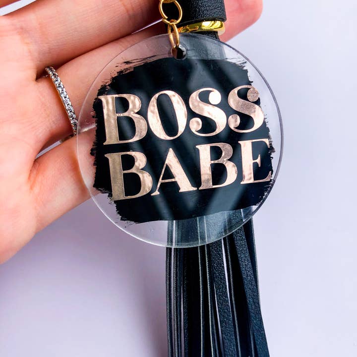 Salty Ocean Crew - Wholesale Keychain - Women's - Boss Babe Hand-Painted Acrylic Keychain