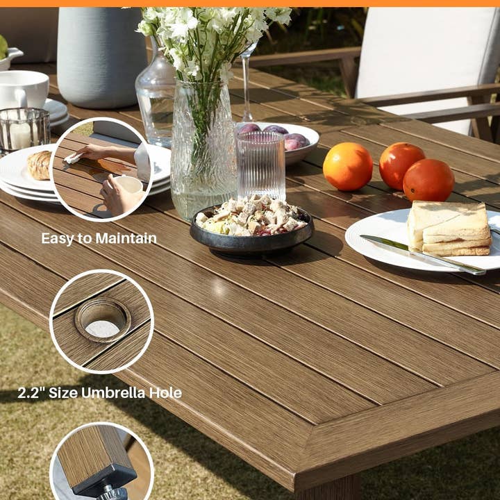 Teak Nine Piece Outdoor Patio Dining Set with Swivel Chairs for wholesale on Faire6