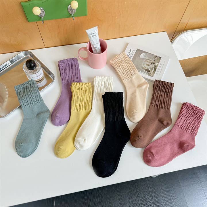 WOMEN SOLID COLOR PILE SOCKS COTTON SOCKS_CWMS0337 for wholesale by ACCITY