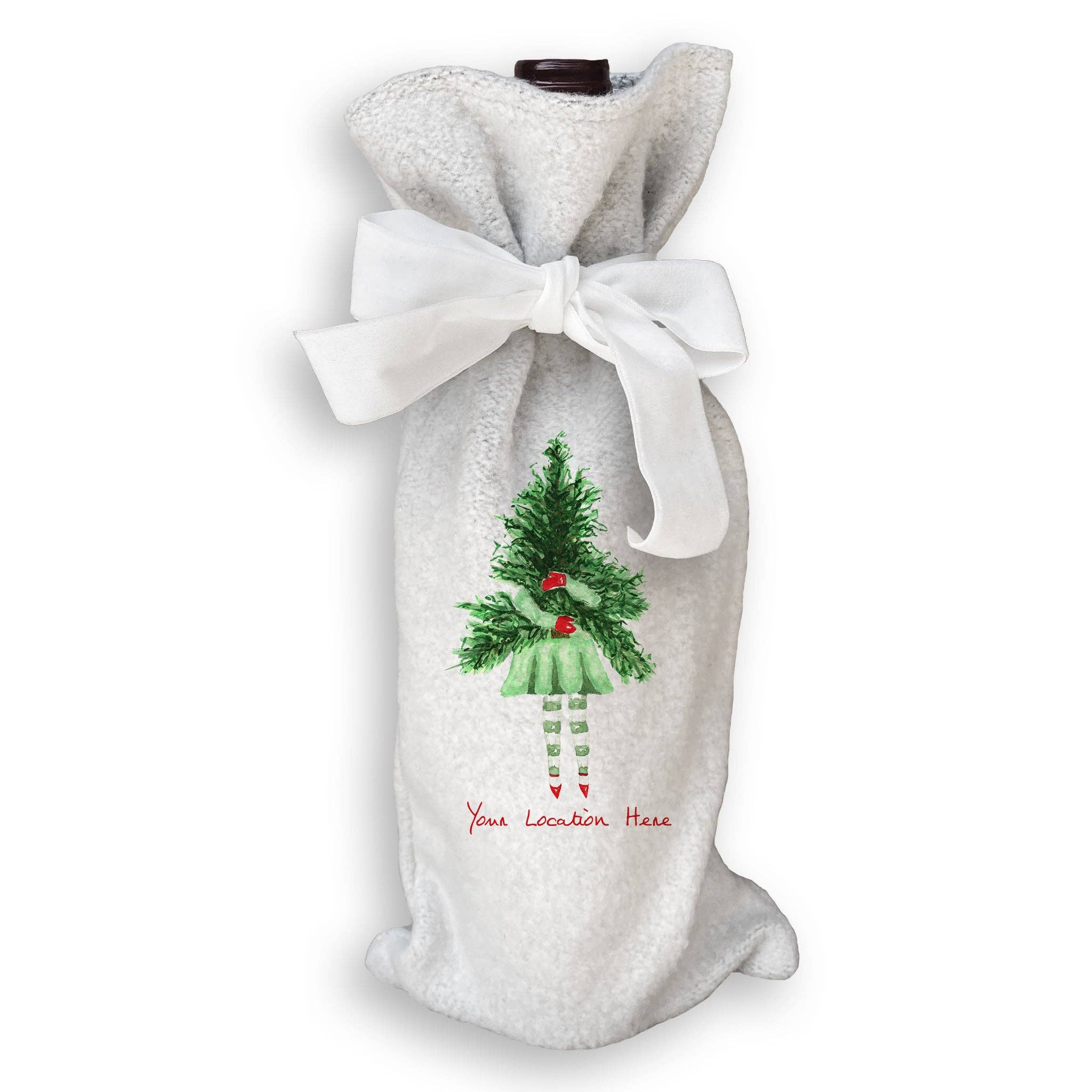 French Graffiti – wholesale Tea towel – Lady with Christmas Tree and Location17