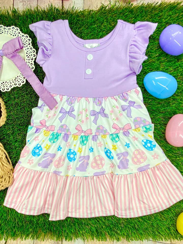 Pastel Easter Egg Tiered Twirl Dress for wholesale by The Hair Bow Company
