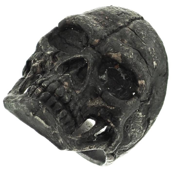 bague de motard en argent sterling 925 avec crâne maçonnique pour homme, patine brute foncée pour la vente par FifiRose