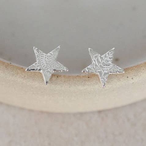 Lucy Kemp Jewellery - Wholesale Stud/post earrings - Sterling Silver Textured Star Studs