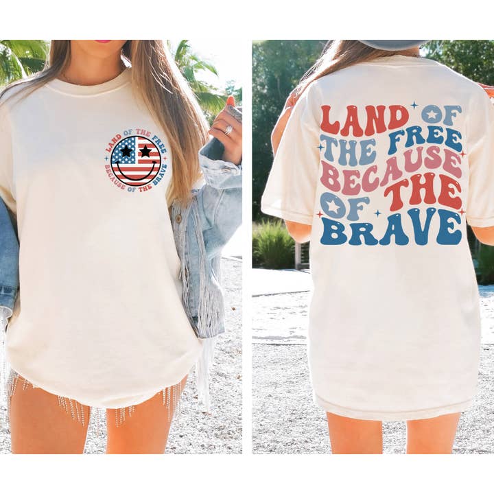 Southern Backroad Tees LLC - Vendita all'ingrosso Maglietta stampata - Donna - Maglia Land of the Free del 4 luglio 0