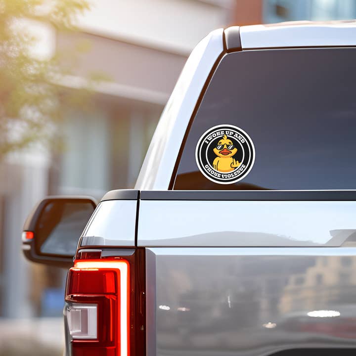Coyote Color - Wholesale Sticker - Funny Redneck Sticker "I Woke Up & Chose Violence" Duck8