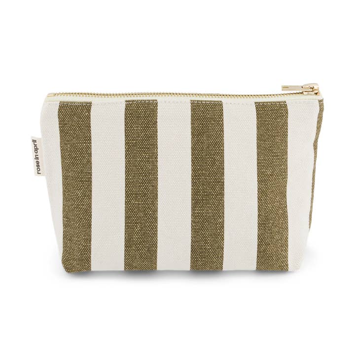 POUCH SOFIA STRIPES OLIVE / GREIGE for wholesale by Rose in April