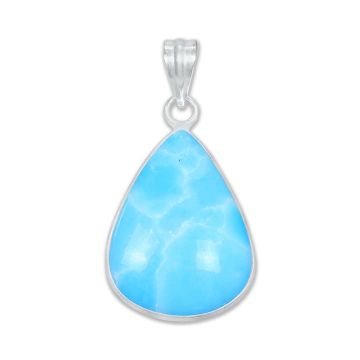 Handmade Jewels - Wholesale Individual Charm/Pendant - Larimar (Created) Minimalist Pendants - Handmade, Silver-Plated Brass, Wholesale Fashion Jewelry7