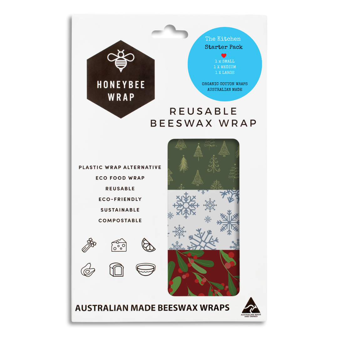 Reusable Food Wraps Organic Cotton Food Wrap - Happy Honey Bee Beeswax