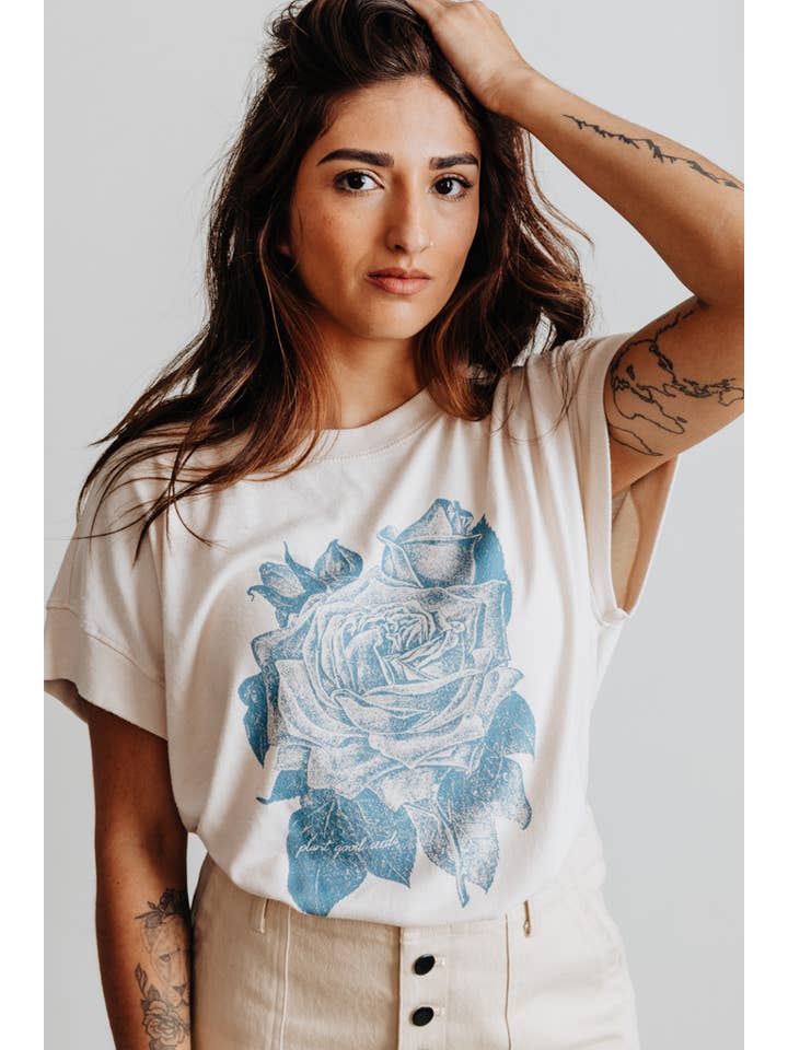 Crowned Free - Wholesale Screen Printed T-Shirt - Women's - Plant Good Seeds Tee 4