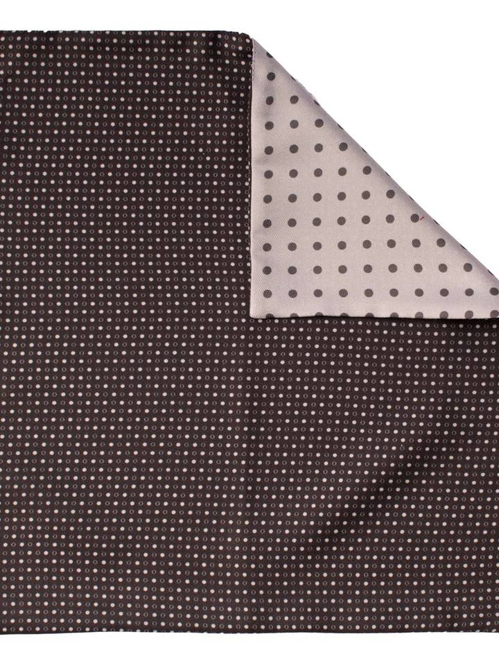 Dubbelzijdig zijden pochet zwart-grijs met grijze stippen POC661 voor wholesale door Graffeo Cravatte