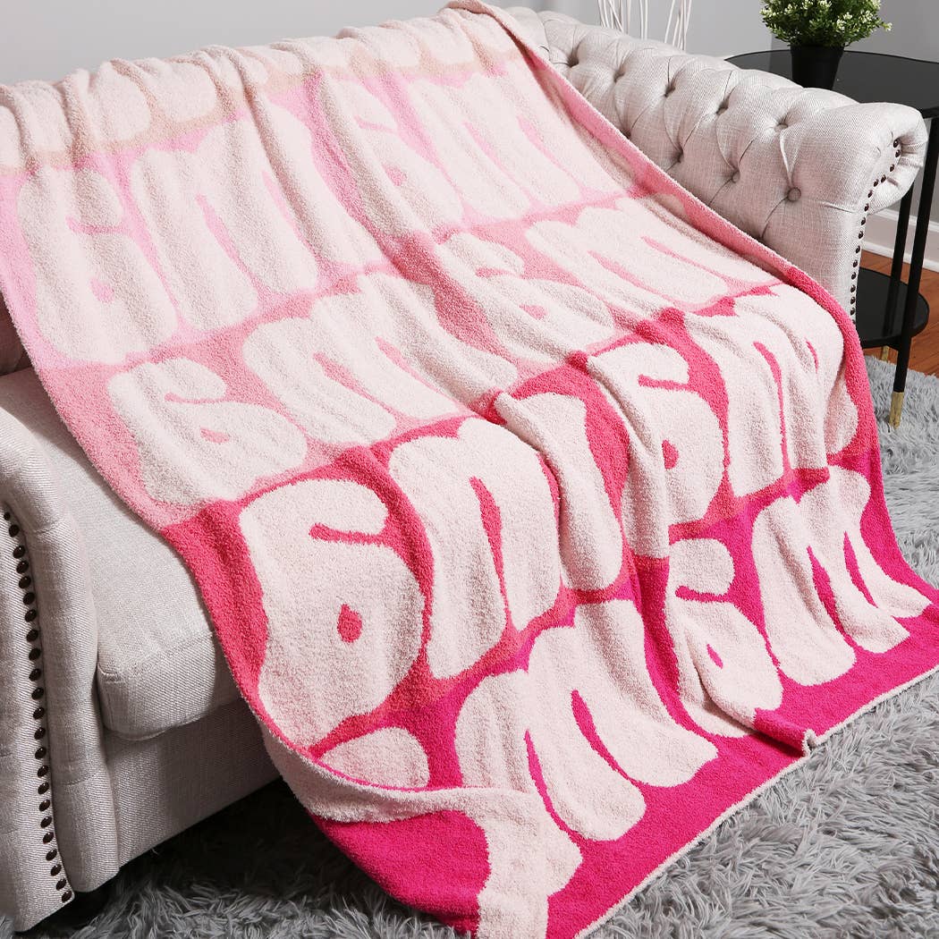 Pink Mama Colorful Typography Soft Cozy Throw   for wholesale on Faire2