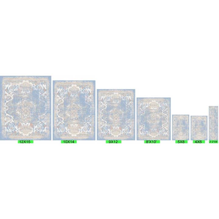 Pasargad Home - Wholesale Area Rug - Turkish Amboise Design Light Blue/Ivory Area Rug8