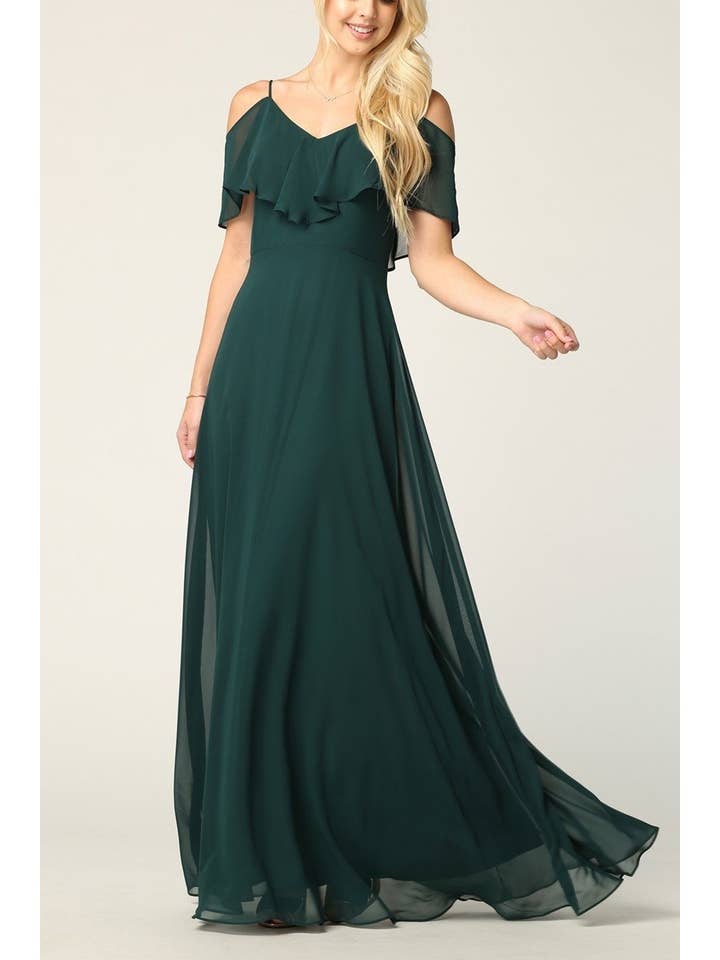 Solid floor length cold shoulder for wholesale by FashionShowcase