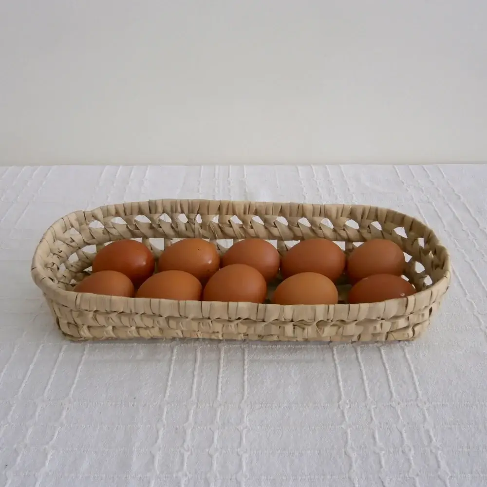 High crafty - Wholesale Decorative Tray - 🧺 Long Open Weave Oval Tray – Handwoven Palm Leaf Storage T0