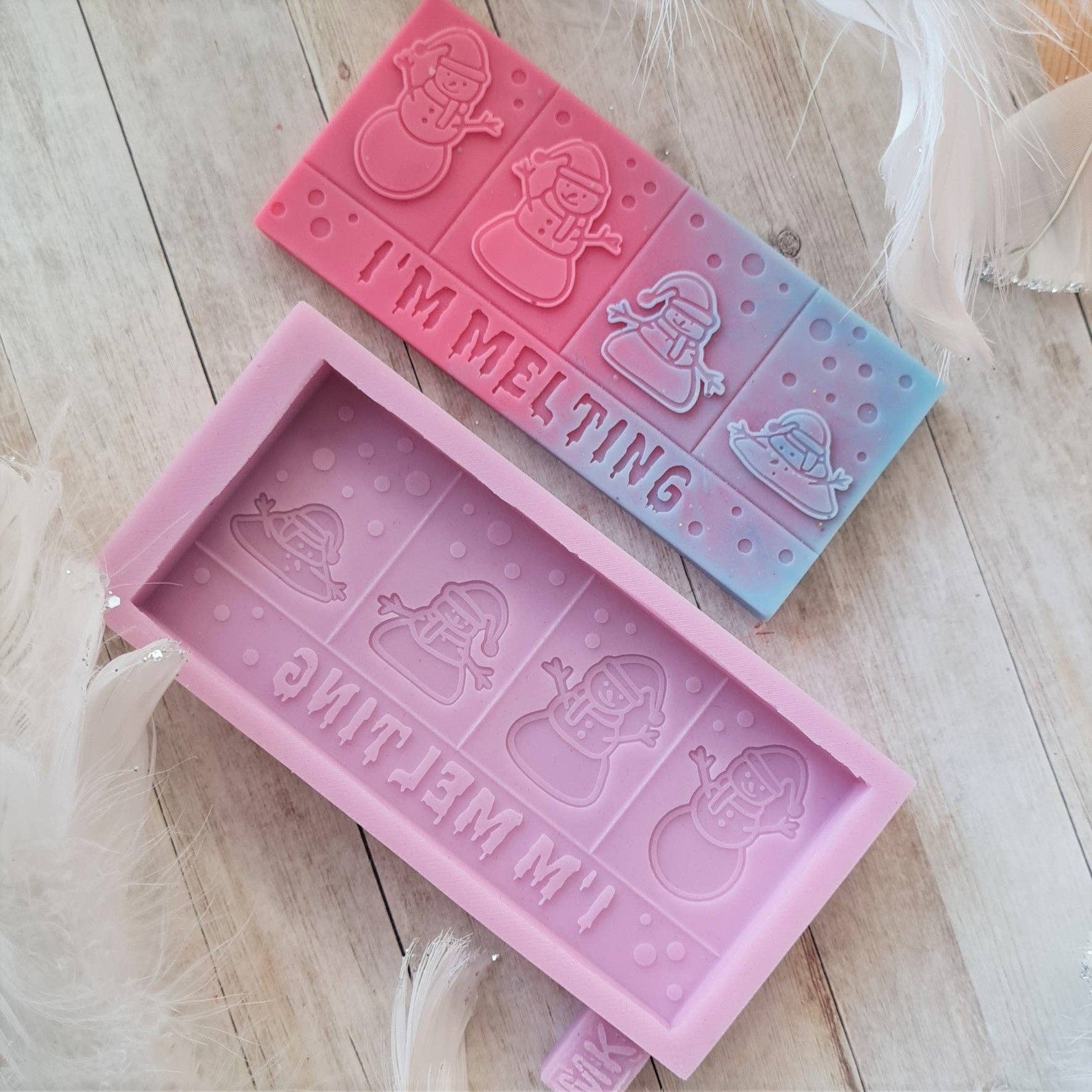 The Mould King - Wholesale Craft Supplies - I'm Melting Christmas Snowman Wax Melt Snap Bar Mould1