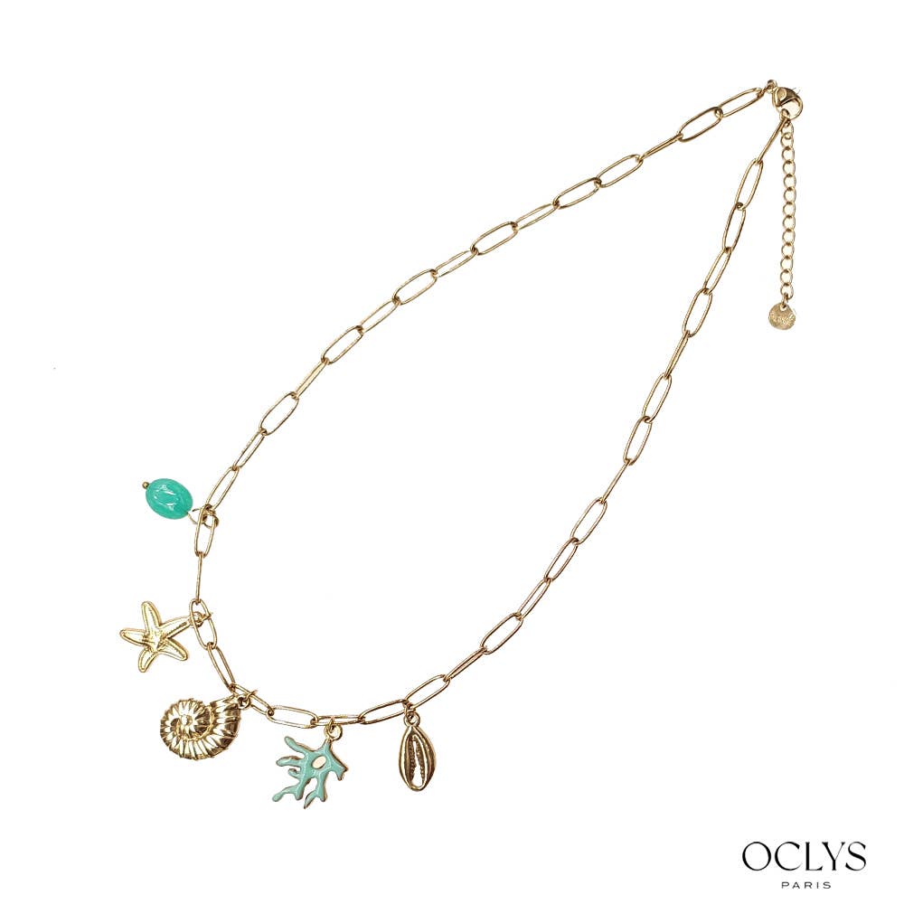 Oclys - Wholesale Halskettinghanger - Ketting met bedeltjes maritiem thema verguld roestvrij staal4