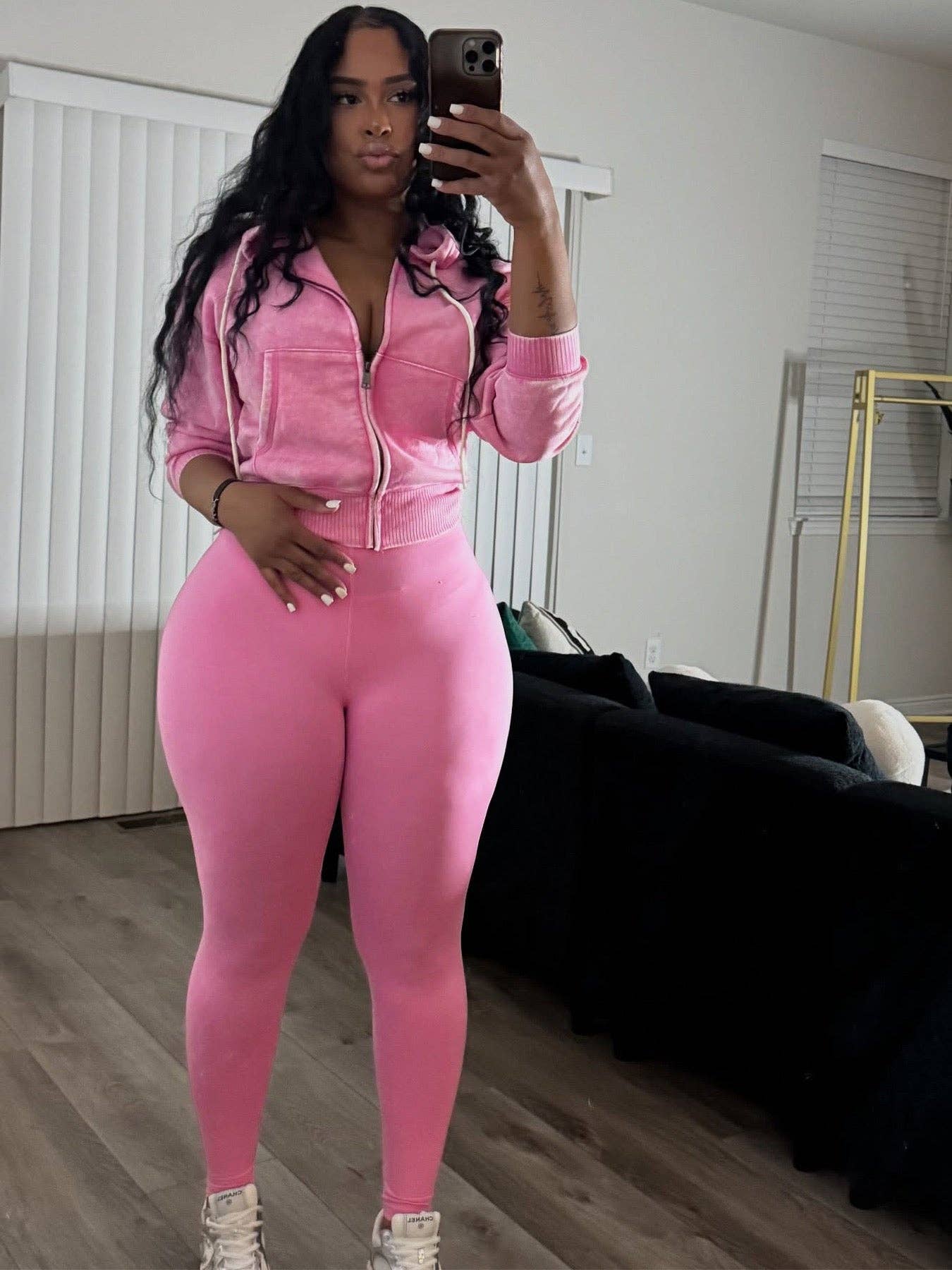 MB Fashion Wholesale - Wholesale Activewear Set - Women's - MB FASHION Cropped Zip-Up Hoodie & High-Waist Leggings Set 50893