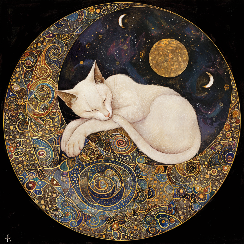 Bodhi Leaf Market - Wholesale Art Print - Mystical White Cat and Moon Wall Accent, Tambourine Wall Art7