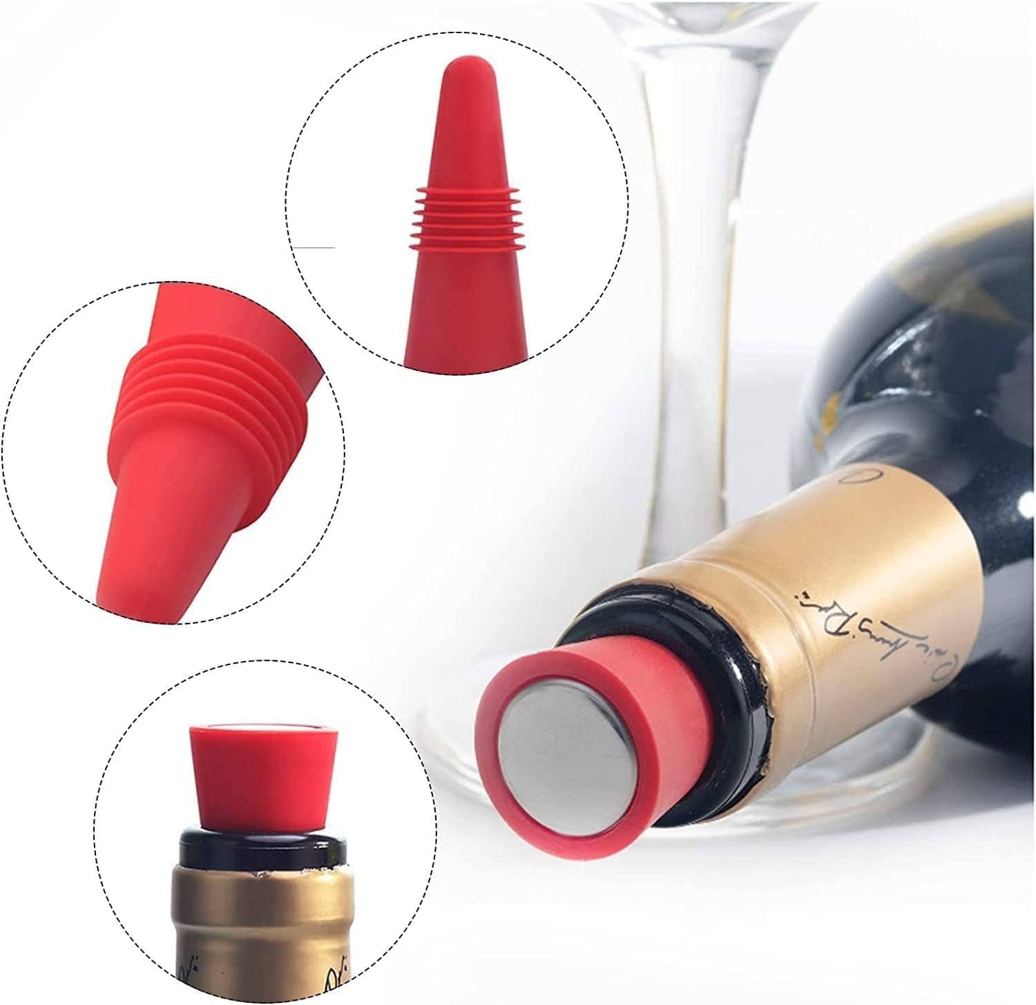 Vigor Path - Wholesale Wine Stopper - Wine Stoppers for Wine Bottles, Silicone Reusable (Black)1