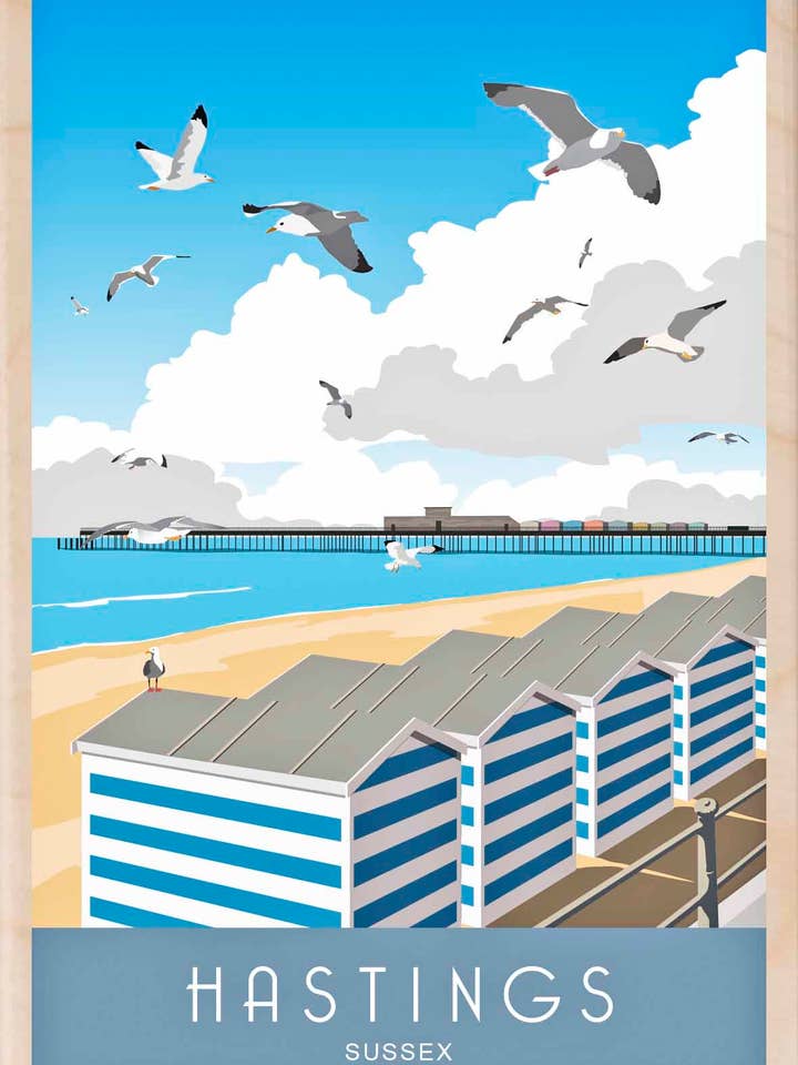 Hastings, Sussex - Souvenirs en bois pour la vente par THE WOODEN POSTCARD COMPANY