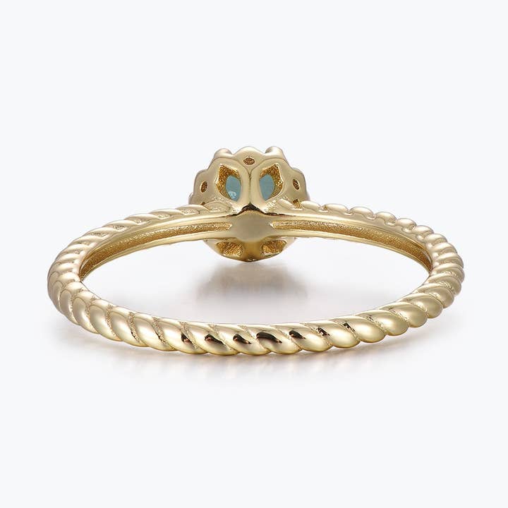 Dissoo® Gold Round Twisted Solitaire Amazonite Engagement Ring for wholesale by Dissoo