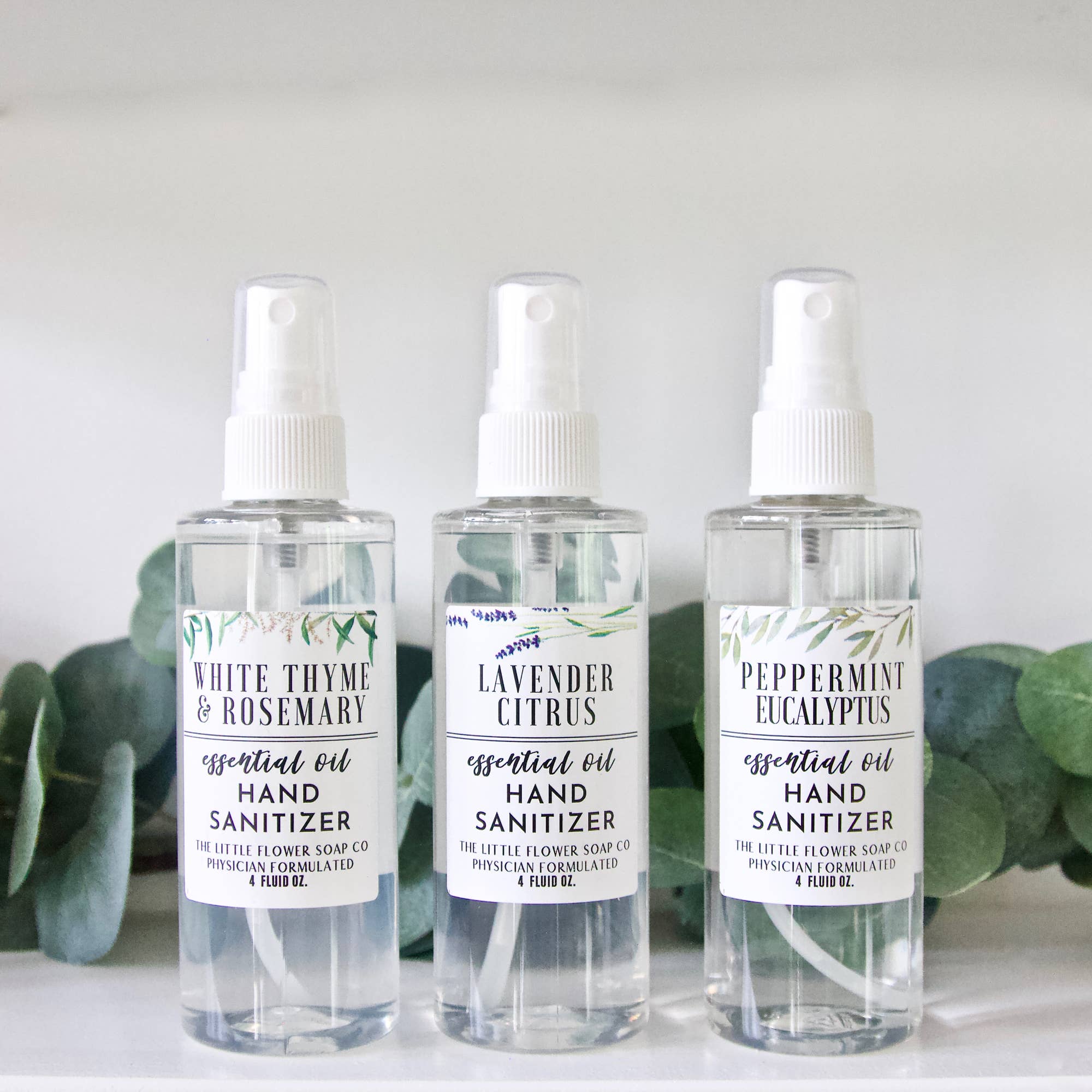 The Little Flower Soap Co - Wholesale Hand Sanitizer - Hand Sanitizer Spray 4oz Bottle - White Thyme & Rosemary6