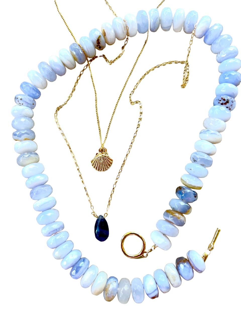 Sonya Renee Jewelry - Wholesale Beaded/Pearl Necklace - Lilly Gemstone Bead Necklace multi-color 8mm opals jade 61