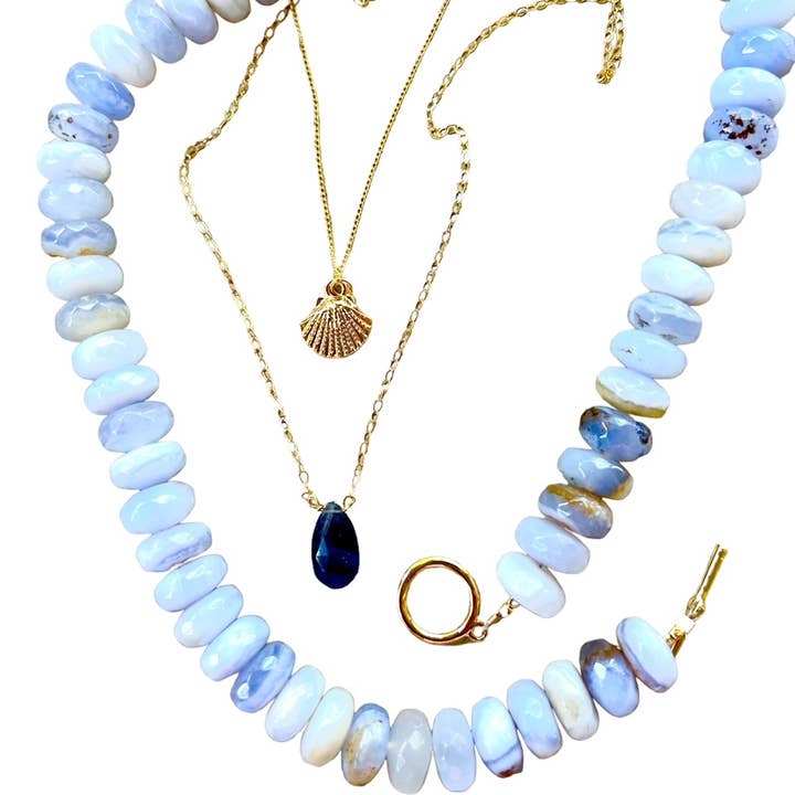 Sonya Renee Jewelry - Wholesale Beaded/Pearl Necklace - Lilly Gemstone Bead Necklace multi-color 8mm opals jade 61