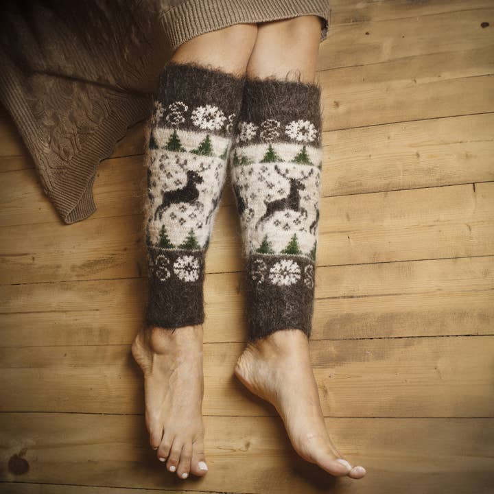 SS Frosty Fawn Goat Wool Leg Warmers for wholesale by Siberia Spirit