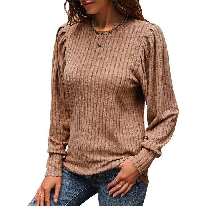 safistyle - Wholesale Knit Top - Women's - Solid Color Round Neck Long Sleeve Top5