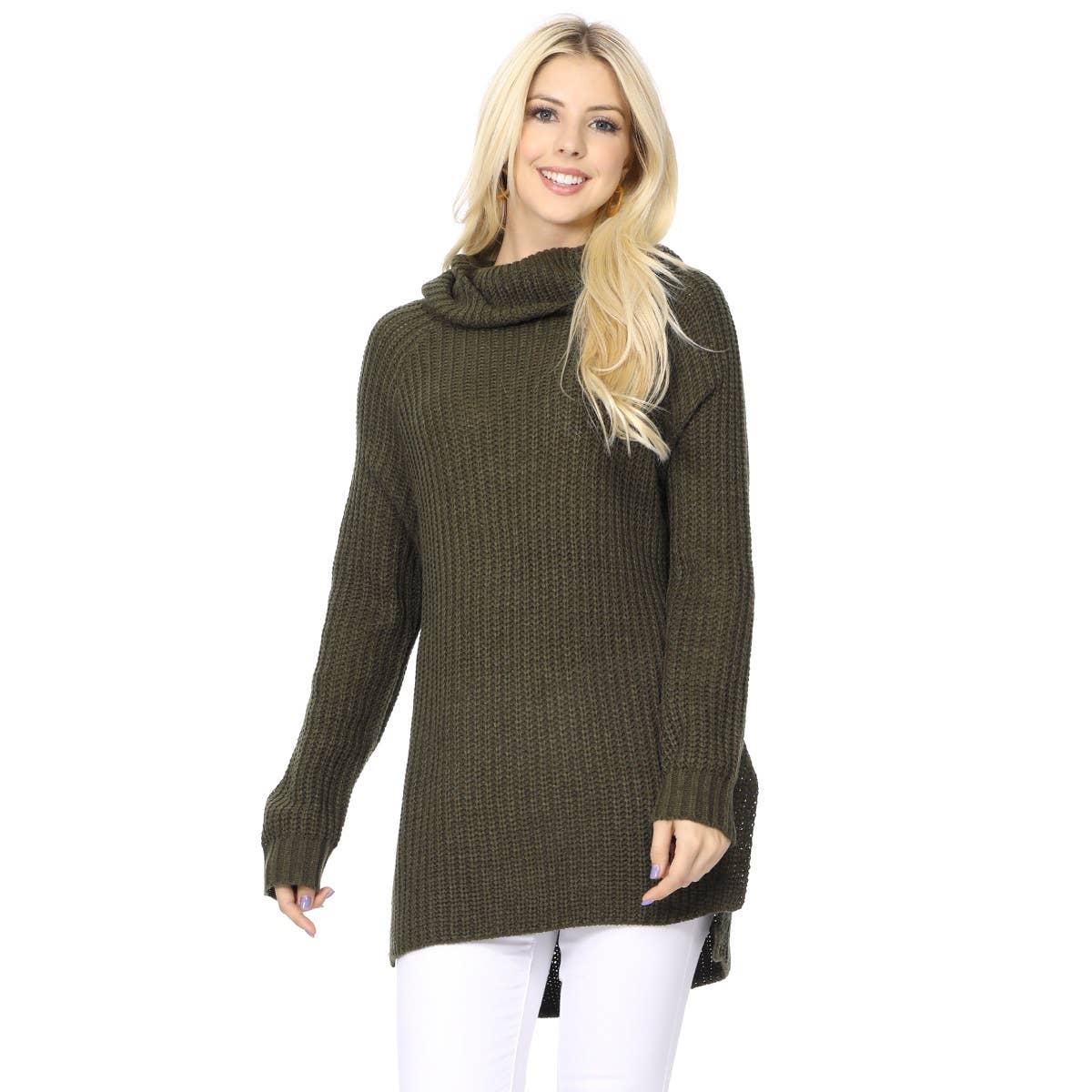 Mak – wholesale Tunic sweater – Women’s – Women's Long Sleeve Turtleneck Pullover Tunic Sweater MK366011