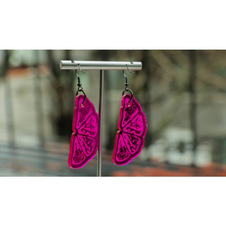 DeanMish - Venta al por mayor Pendientes colgantes - Pendientes acrílicos Citrus Slice, color vino