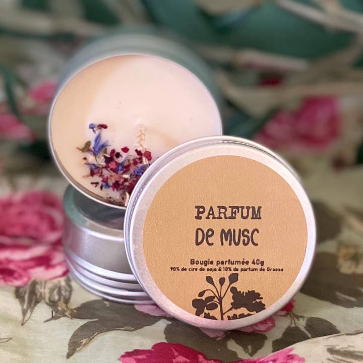 Mini Duftlys Musk 40g - Sojavoks og duft fra Grasse for engroshandel hos Lilium Blanc