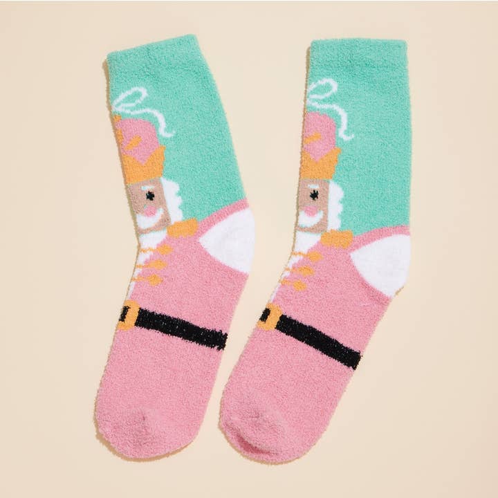 Christmas Fuzzy Socks Assorted Pack of 4 for wholesale on Faire