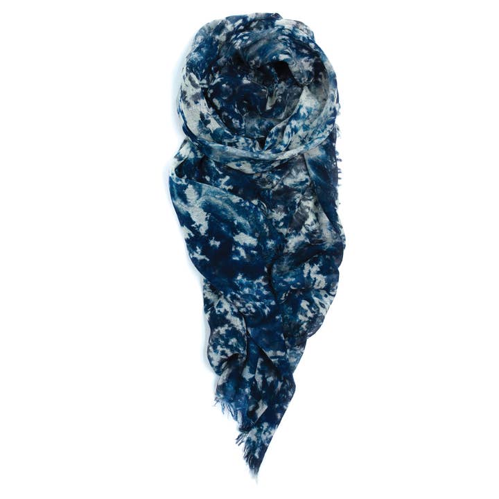 Flora Cashmere Scarf - Charcoal/Blue for wholesale by fig & bella