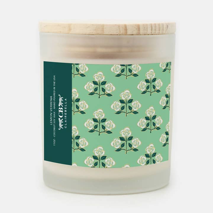Betsy Green Candle | Lemon Verbena Scent | Glass Candle for wholesale by Clairebella Personalized Gifts & Pillows