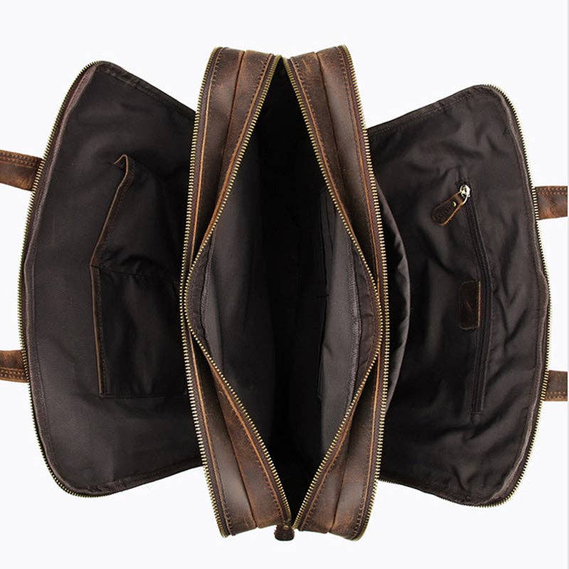 Marrón oscuro Maletín de piel Crazy Horse, bandolera de piel de alta calidad, grande, para hombre de venta al por mayor en Faire8