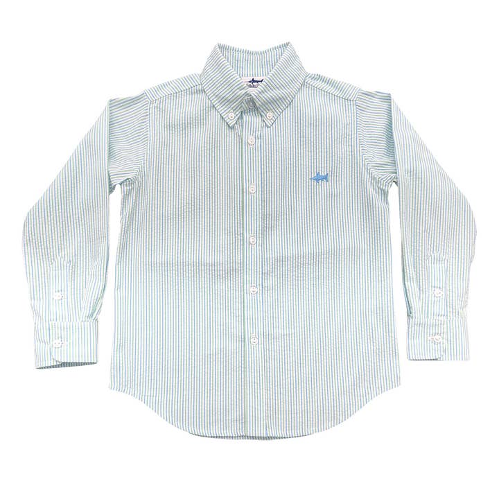 Carter Oxford Button Down- Coastal Seersucker for wholesale by Saltwater Boys Company