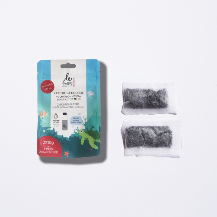 Le Charbon Actif Français - Wholesale Insulated Mug/Tumbler - Set of 2 water filters for nomad children's water bottles RECHARGE1