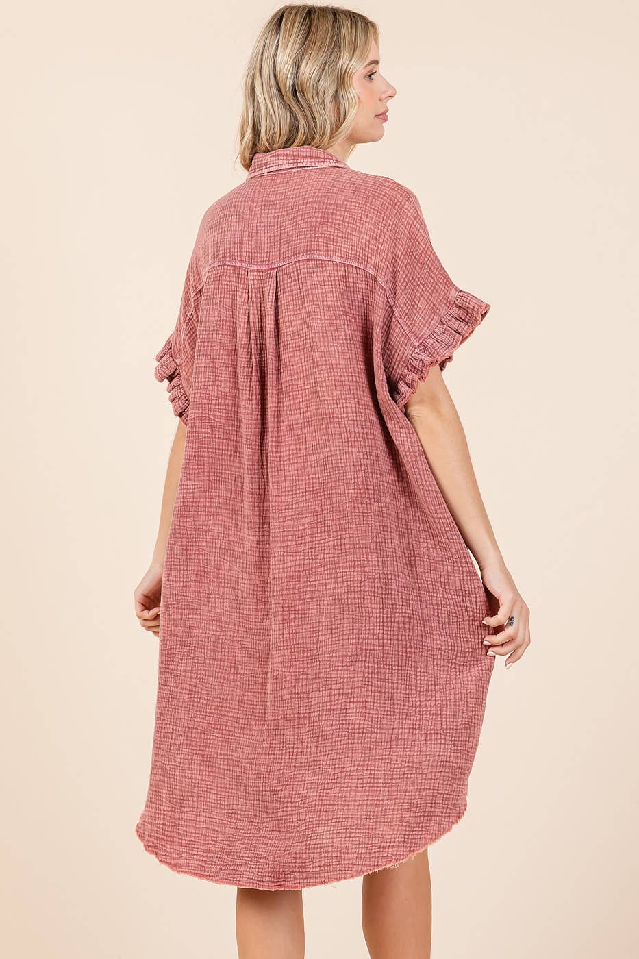 mittoshop – wholesale Dress – Women's – MINERAL WASH COTTON GAUZE MINI SHIRT DRESS15