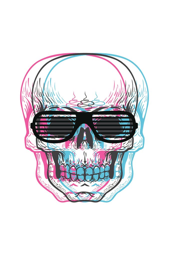 Multi Color Skull with Shutter Sunglasses Cool Wall Decor Art Print Poster  for wholesale on Faire0