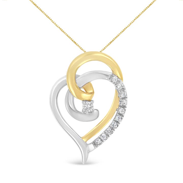 10K Yellow and White Gold Diamond Accent Pendant Necklace for wholesale by Infinite Jewels