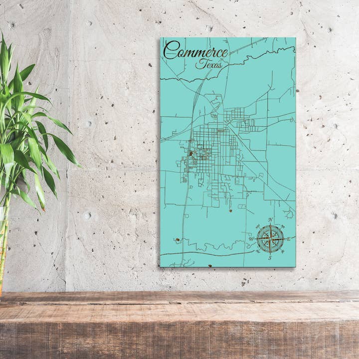 Texas: Commerce Street Map for wholesale by Fire & Pine