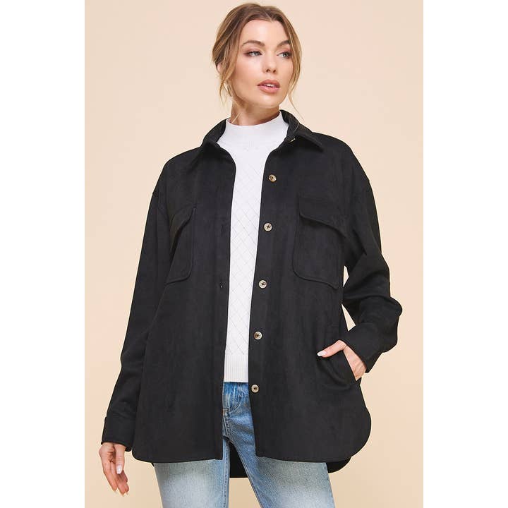 Veste chemise à poches en microsuède pour la vente par Allie Rose