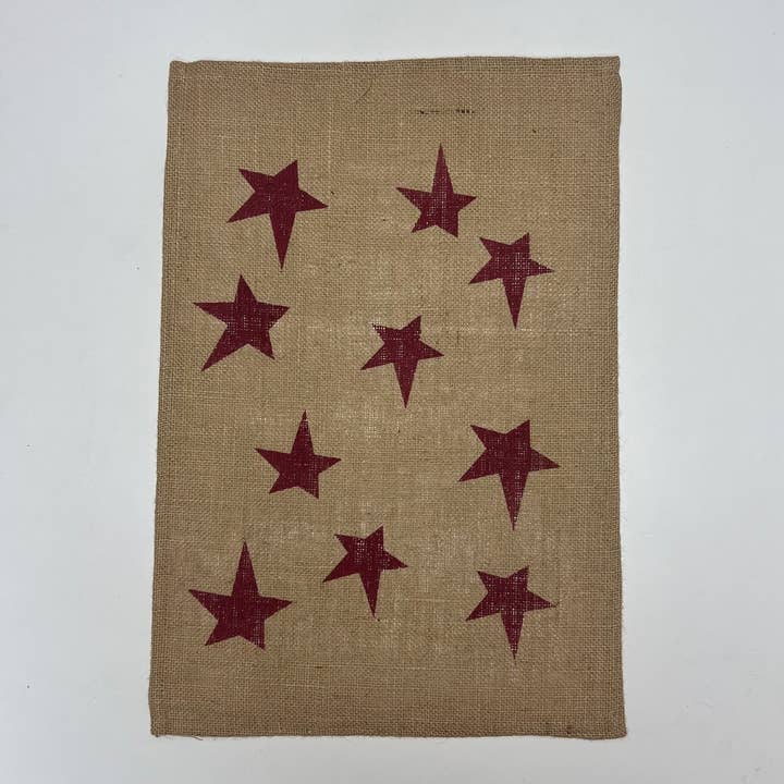 Burlap Red Star Mat for wholesale by JanMichaels Art & Home