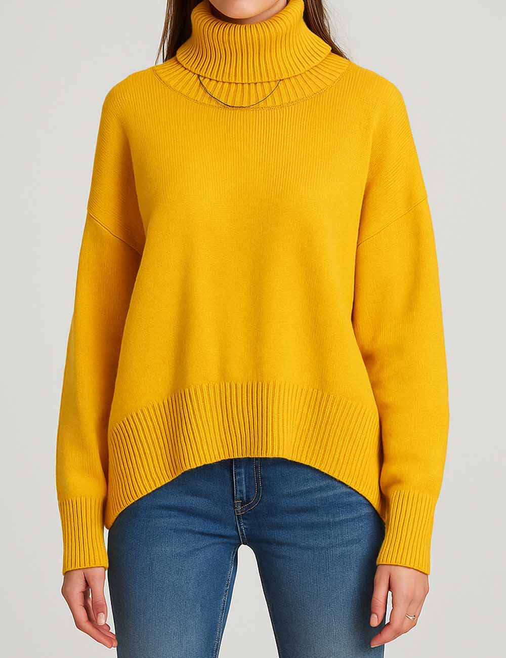 Sweetkama - Venta al por mayor Jersey de punto - Mujer - Suéter de punto para mujer con cuello alto y color sólido 56059