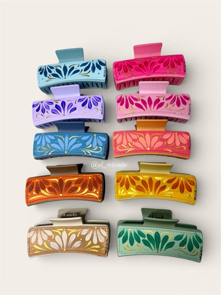 Pinces à cheveux peintes à la main pour la vente par El Retoñito