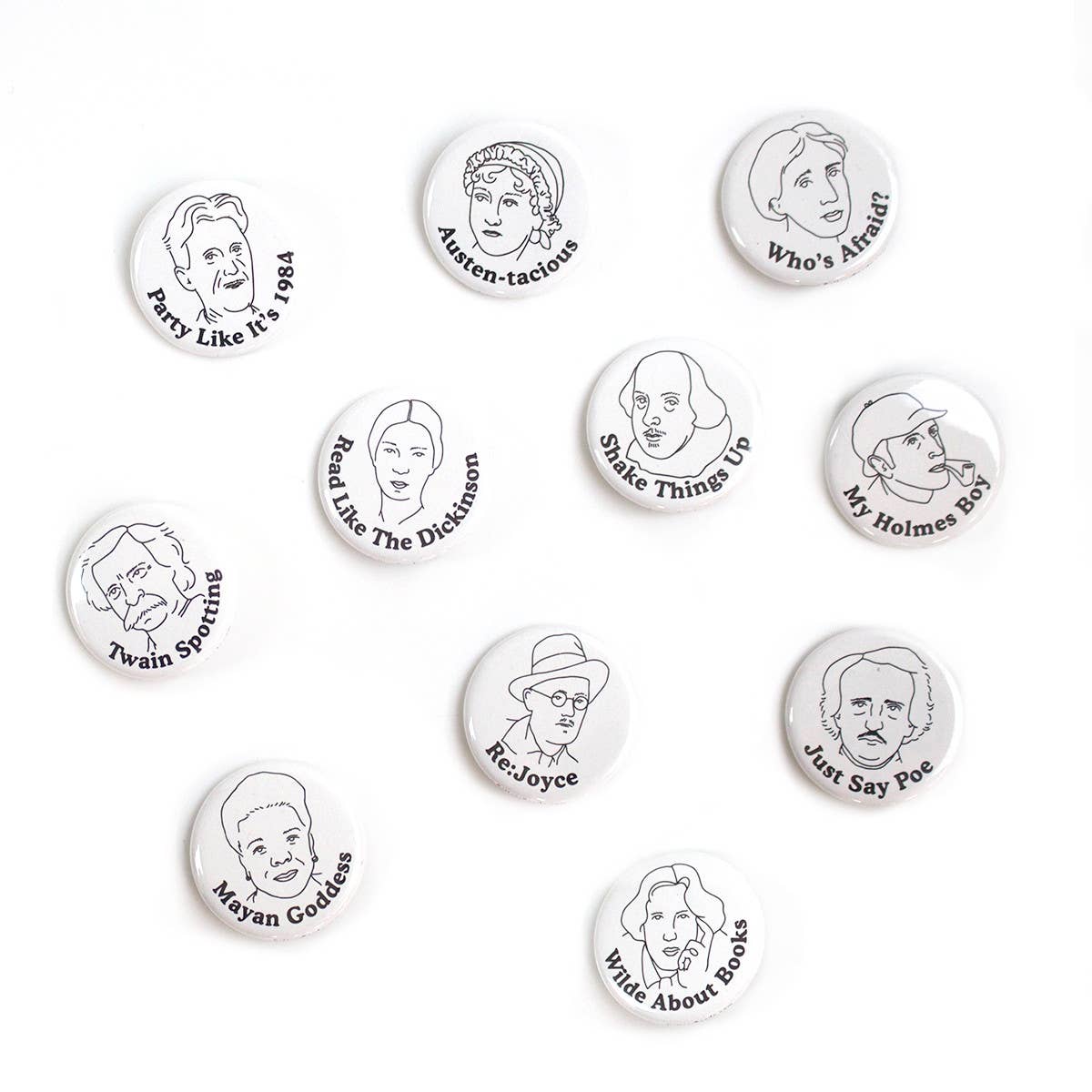 Seltzer Goods - Wholesale Lapel Pin/Button - Book Lover Buttons Assortment (132 Buttons)3