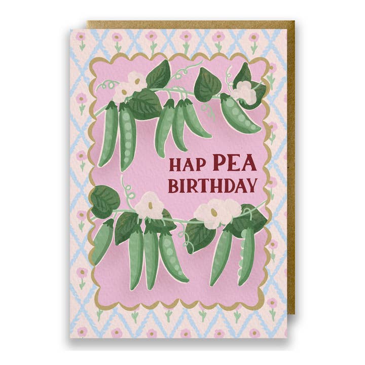 Peas Vegetable & Floral Birthday Card - Hap Pea Birthday for wholesale by Jessie Maeve Studio