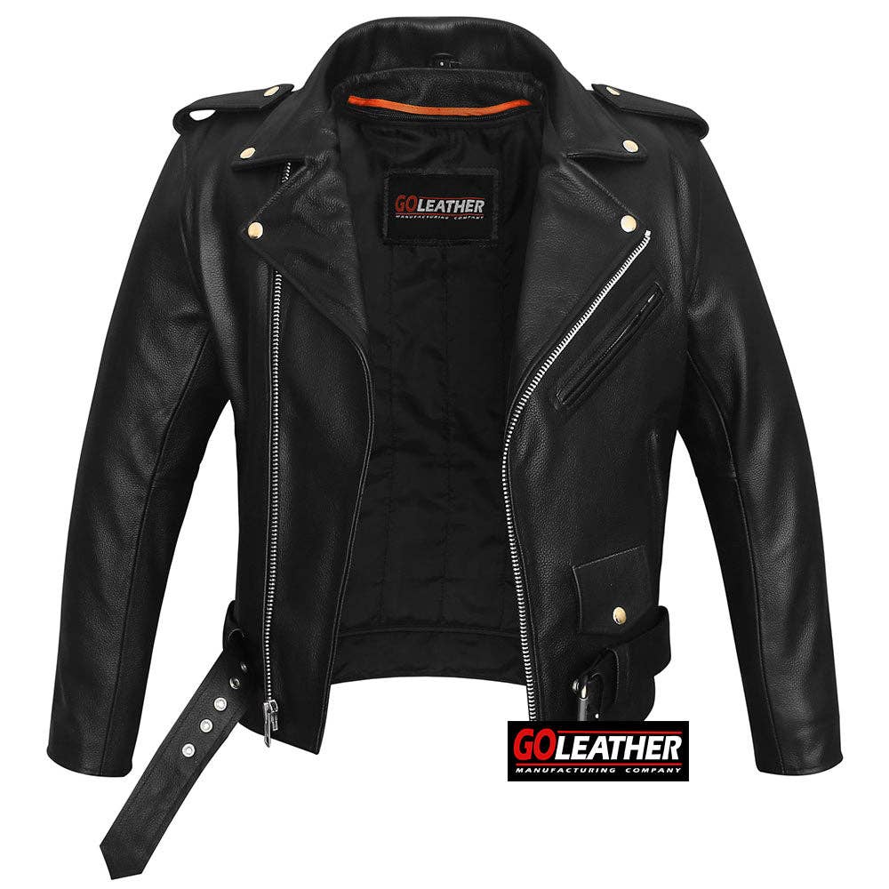 Goleather – wholesale Leather jacket – Men′s – GO730 - Mens Classic MC Style Jacket3